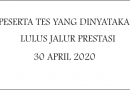 Peserta TES yang dinyatakan LULUS jalur Prestasi TA. 2020/2021